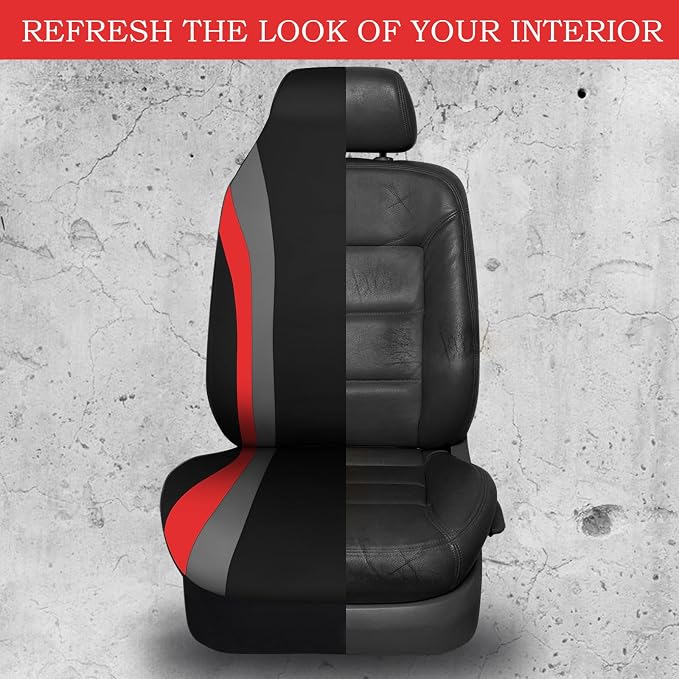 Universal Neoprene Seat Covers — Front Seat — Black / Red