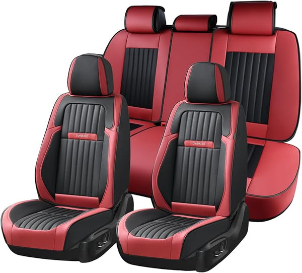 Universal Seat Covers — Full Set — Red / Black