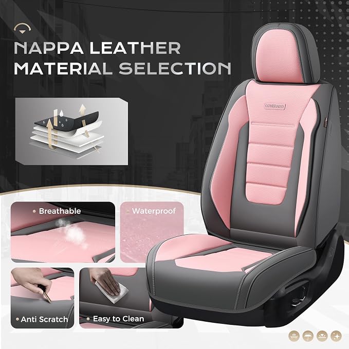 Universal Seat Covers — Full Set — Gray / Pink