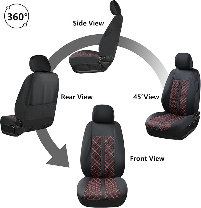 Seat Covers for Toyota Tacoma — Front Seat — Black / Red