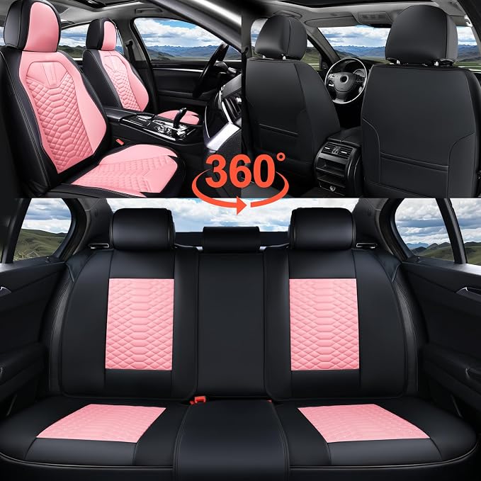 Universal Seat Covers — Full Set — Black / Pink