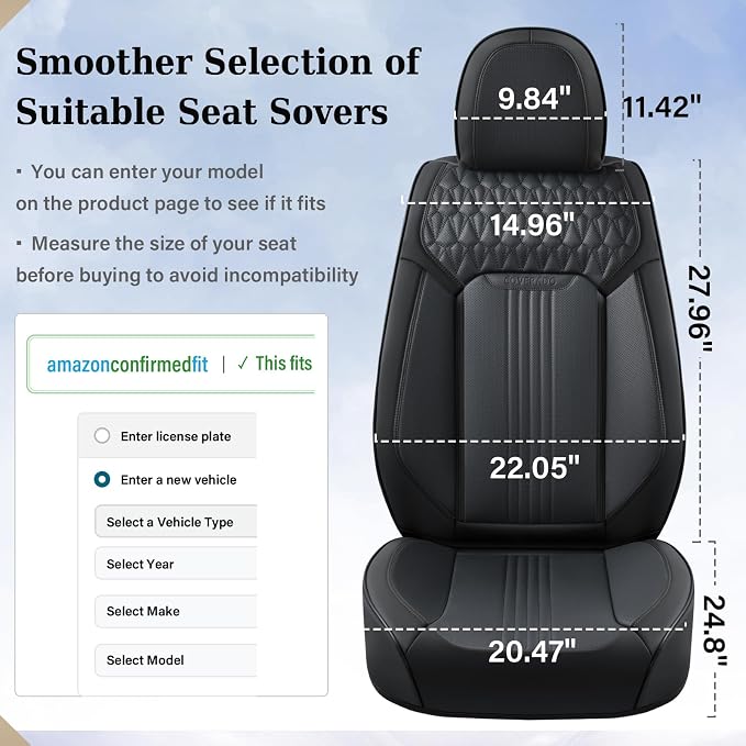 Universal Seat Covers — Front Seat — Black