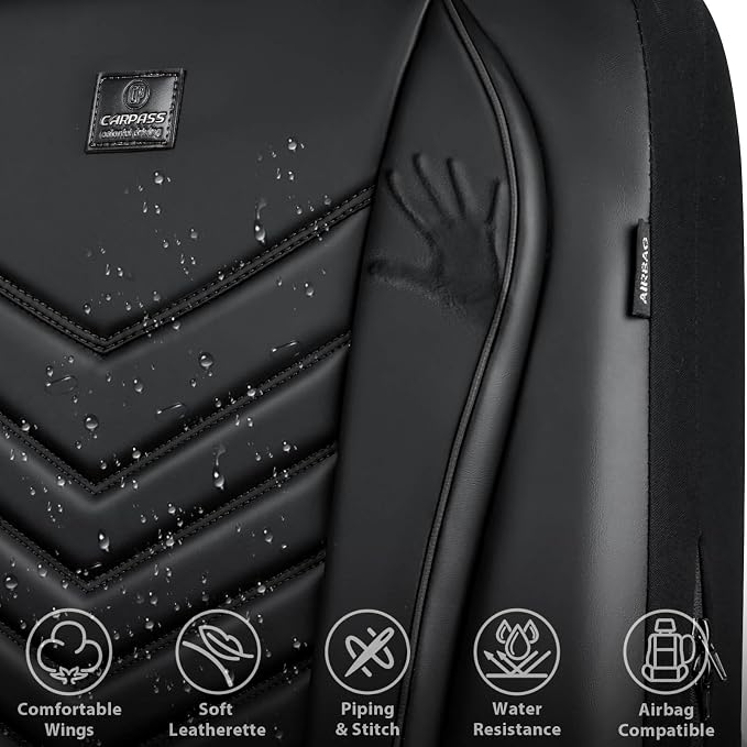 Universal Faux Leather Seat Covers — Full Set — Black
