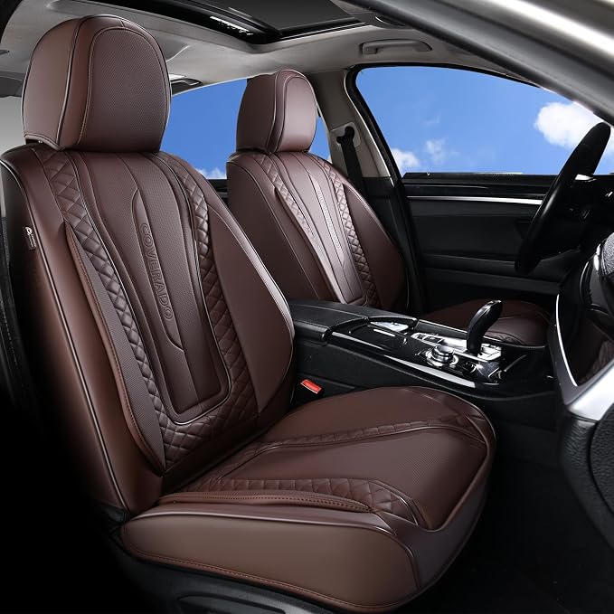 Universal Faux Leather Seat Covers — Full Set — Coffee