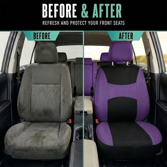 Universal Fabric Seat Covers — Full Set — Purple