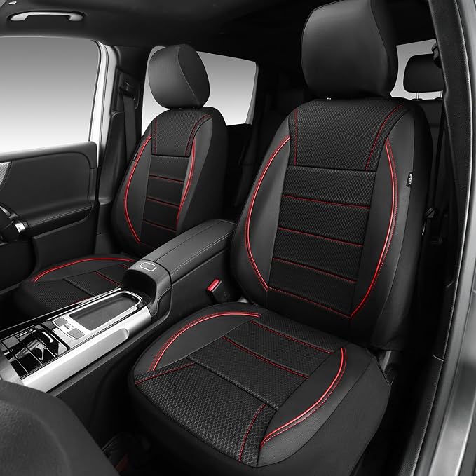 Universal Fabric Seat Covers — Front Seat — Black / Red