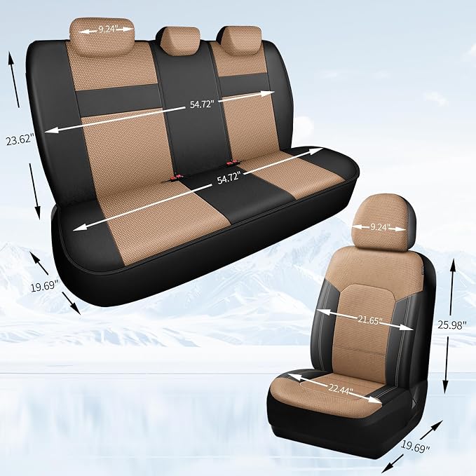 Universal Fabric Seat Covers — Front Seat — Black / Beige
