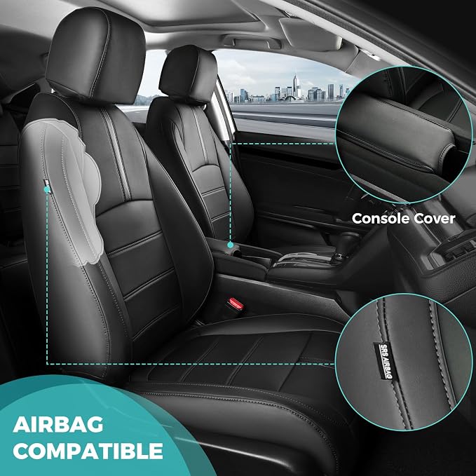 Faux Leather Seat Covers for Honda Civic — Full Set — Black