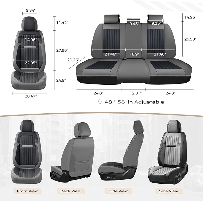 Universal Seat Covers — Full Set — Gray / Black