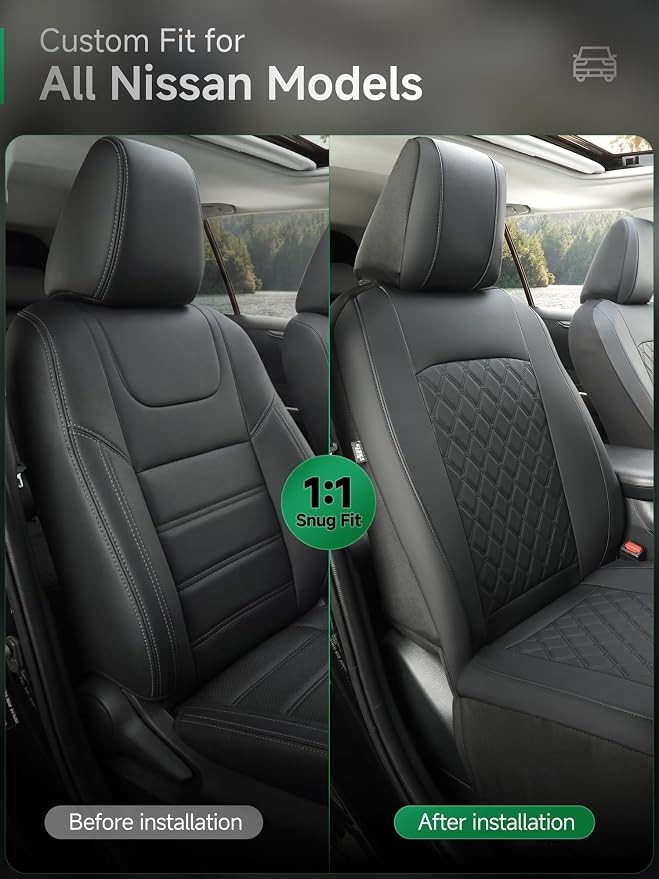 Faux Leather Seat Covers for Multiple Vehicles — Front Seat — Black