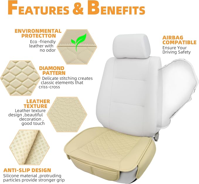 Faux Leather Car Seat Covers — Beige