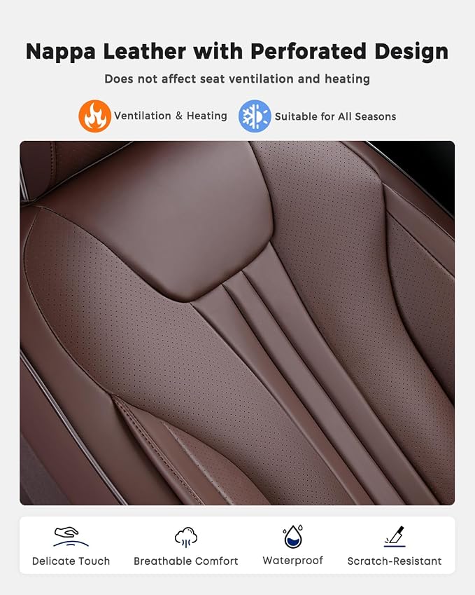 Universal Faux Leather Seat Covers — Front Seat — Coffee