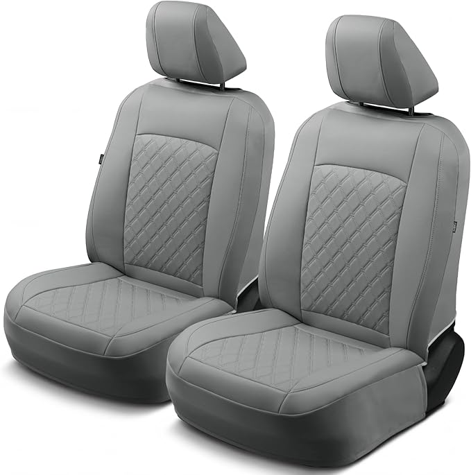 Faux Leather Seat Covers for Multiple Vehicles — Front Seat — Gray