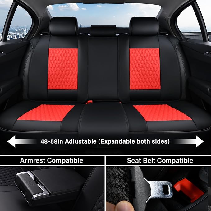 Universal Seat Covers — Full Set — Red / Black