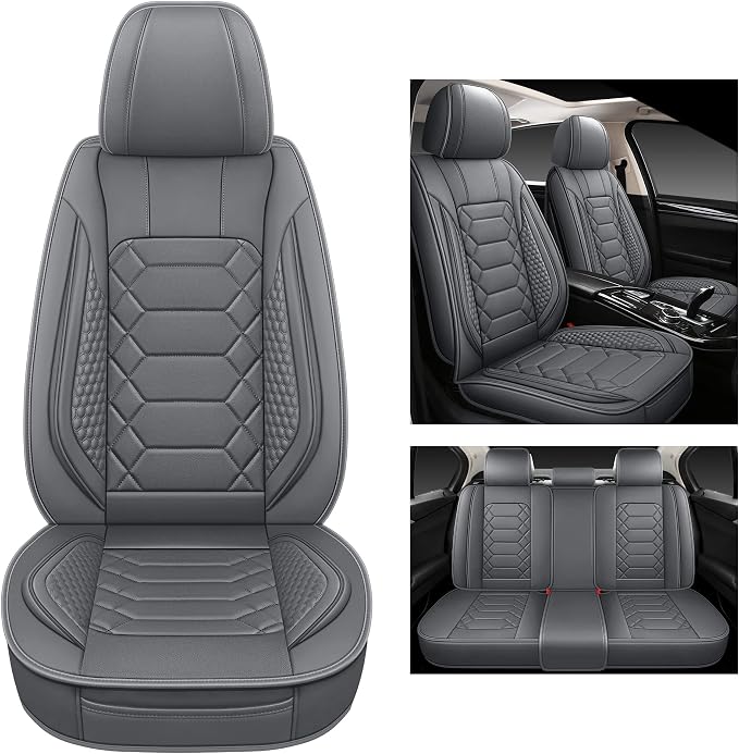 Universal Faux Leather Seat Covers — Full Set — Gray