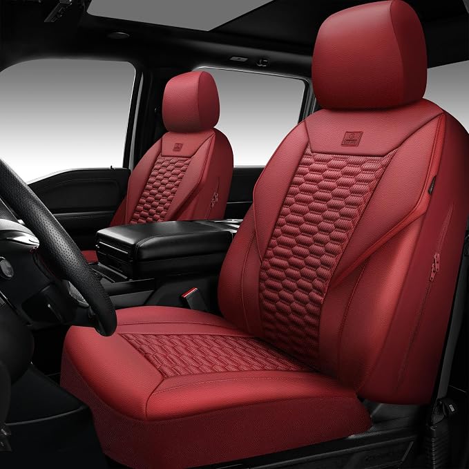 Universal Faux Leather Seat Covers — Front Seat — Burgundy