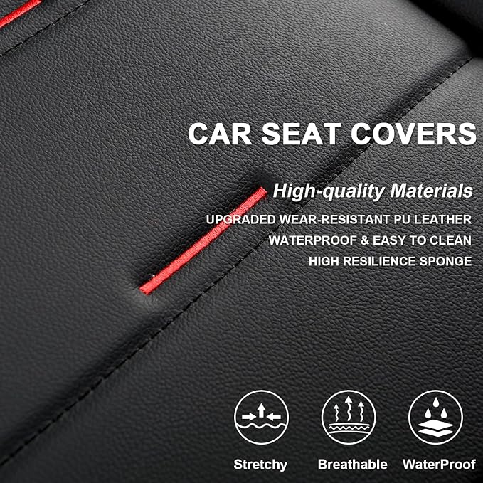 Universal Faux Leather Seat Covers — Front Seat — Black