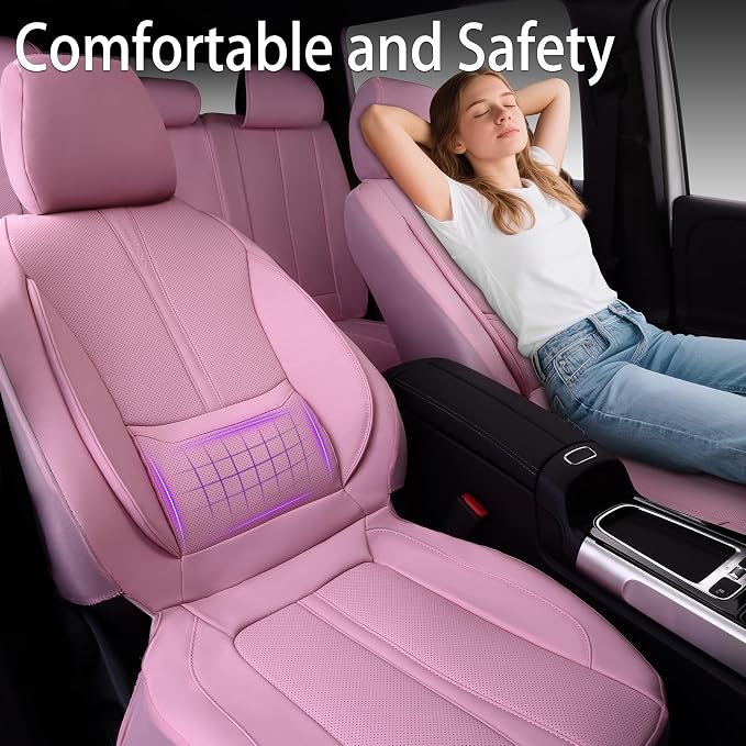 Universal Faux Leather Seat Covers — Full Set — Pink