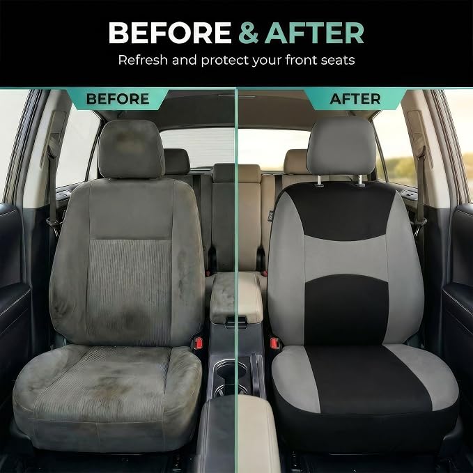 Universal Fabric Seat Covers — Front Seat — Gray