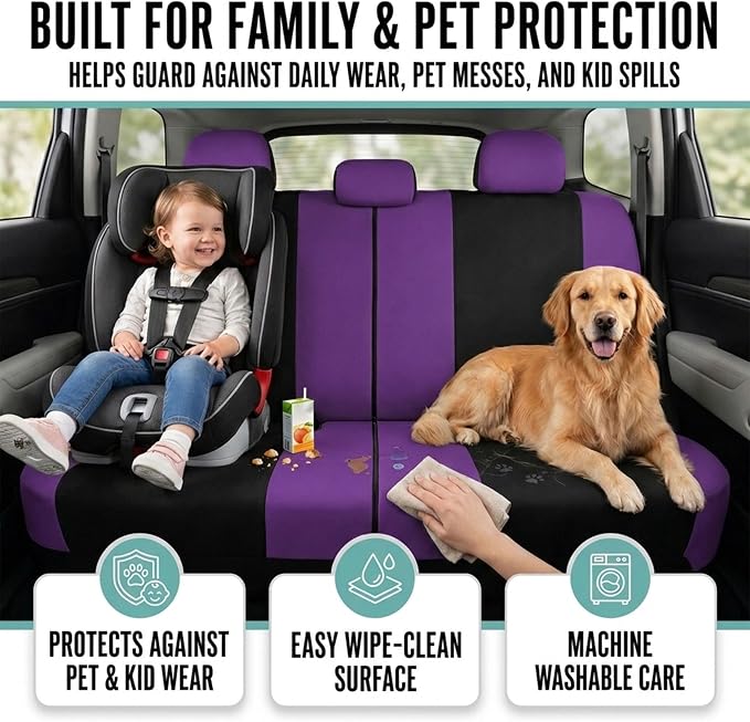 Universal Fabric Seat Covers — Full Set — Purple