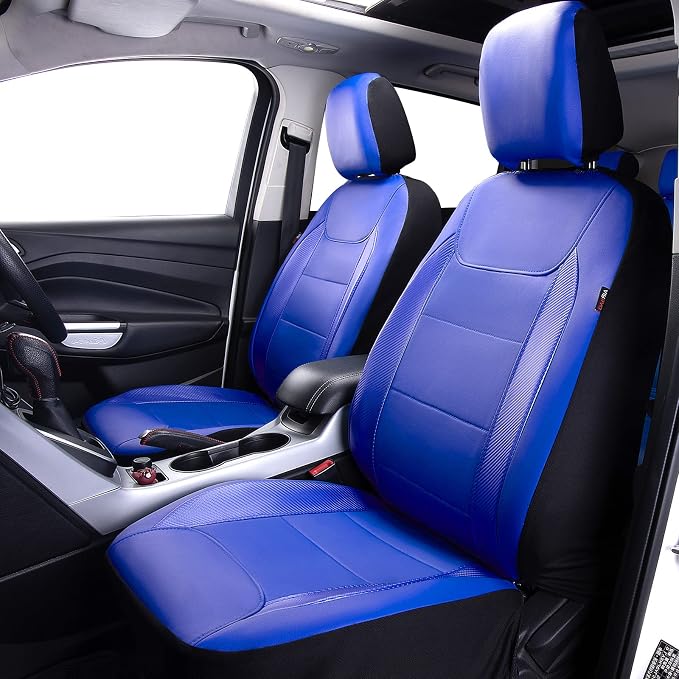 Faux Leather Car Seat Covers — Full Set — Blue