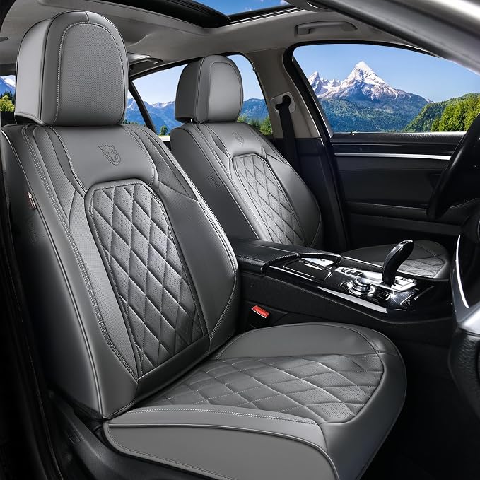 Universal Faux Leather Seat Covers — Full Set — Gray