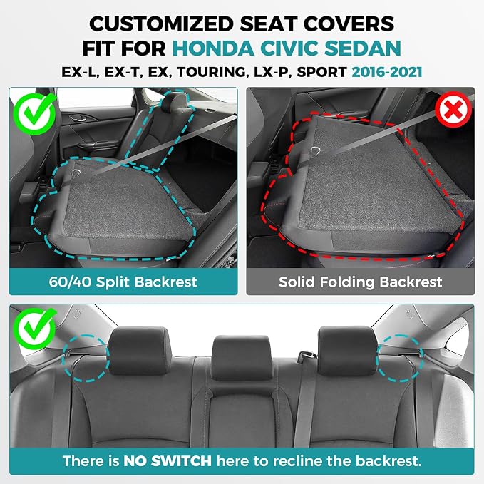 Faux Leather Seat Covers for Honda Civic — Full Set — Black / Red
