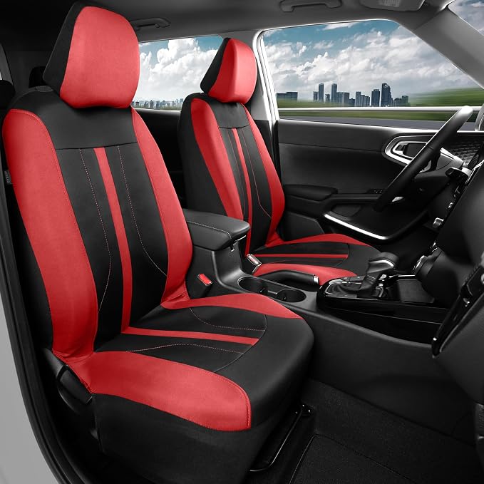 Universal Fabric Seat Covers — Full Set — Red