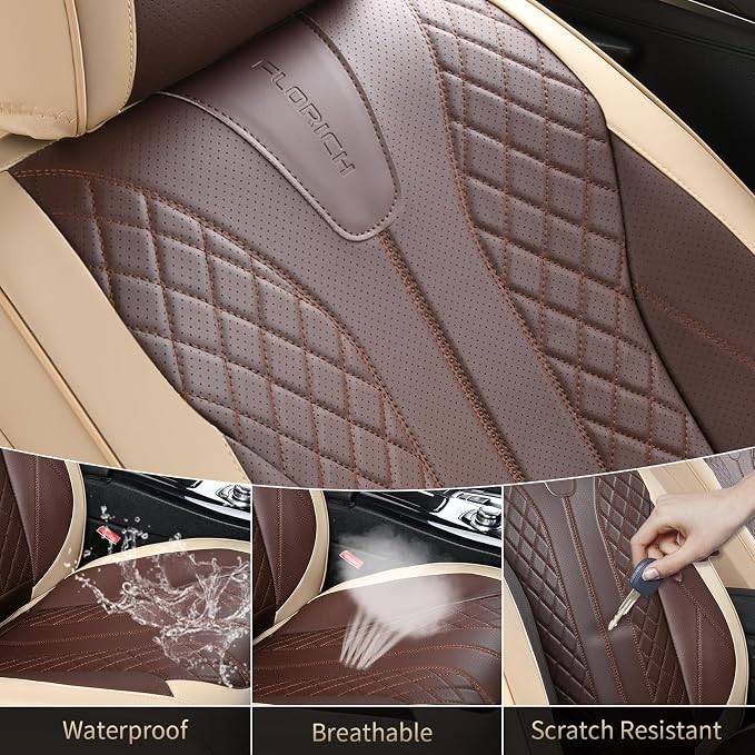 Universal Seat Covers — Full Set — Beige / Coffee