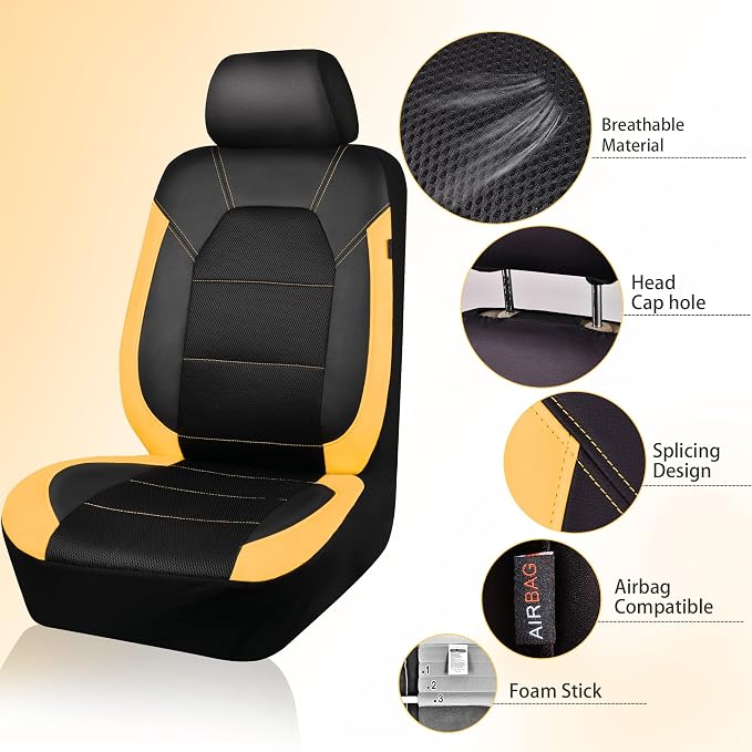 Universal Seat Covers — Full Set — Black / Yellow