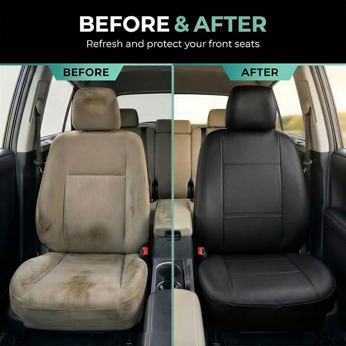 Universal Faux Leather Seat Covers — Front Seat — Black