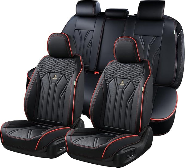 Universal Seat Covers — Full Set — Black / Red