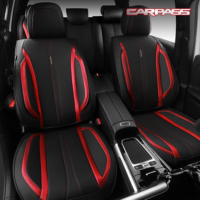 Universal Seat Covers — Full Set — Black / Red