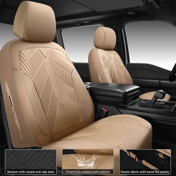 Universal Neoprene Seat Covers — Full Set — Beige