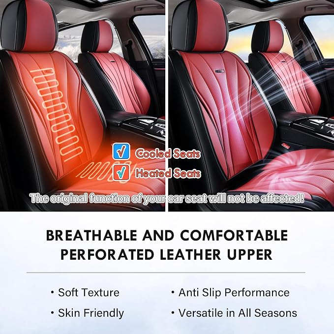 Universal Seat Covers — Full Set — Black / Red
