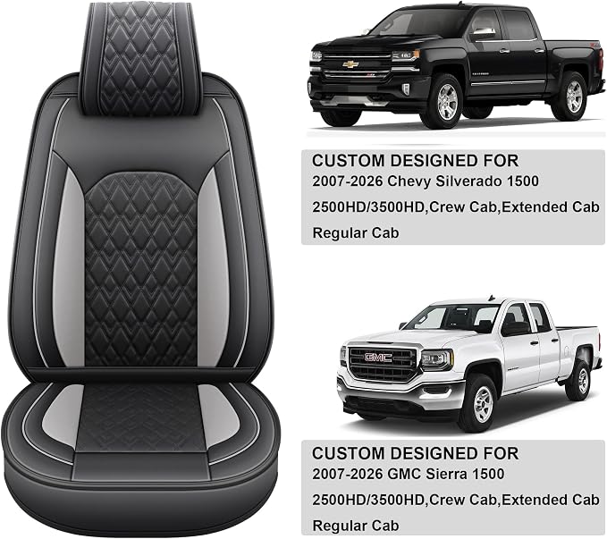 Seat Covers for Chevrolet Silverado / GMC Sierra — Front Seat — Black / Gray