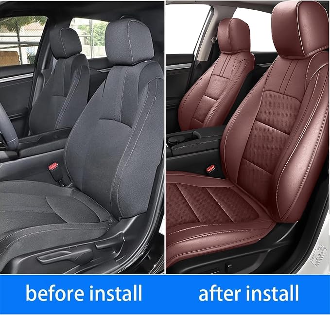 Faux Leather Seat Covers for Honda Civic — Full Set — Burgundy