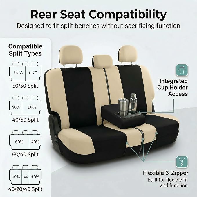 Universal Fabric Seat Covers — Beige