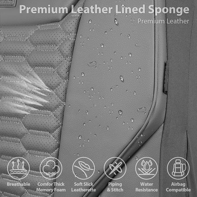 Universal Faux Leather Seat Covers — Full Set — Gray