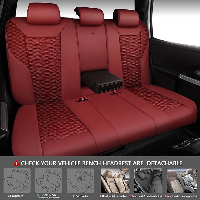 Universal Faux Leather Seat Covers — Full Set — Red / Burgundy