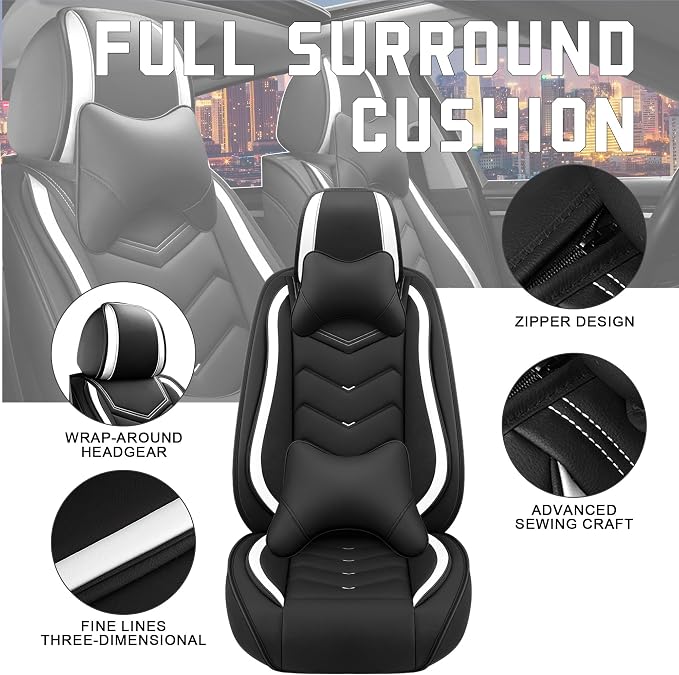 Seat Covers for Honda Civic — Full Set — Black / White