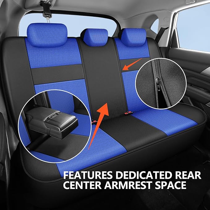 Universal Fabric Seat Covers — Black / Blue