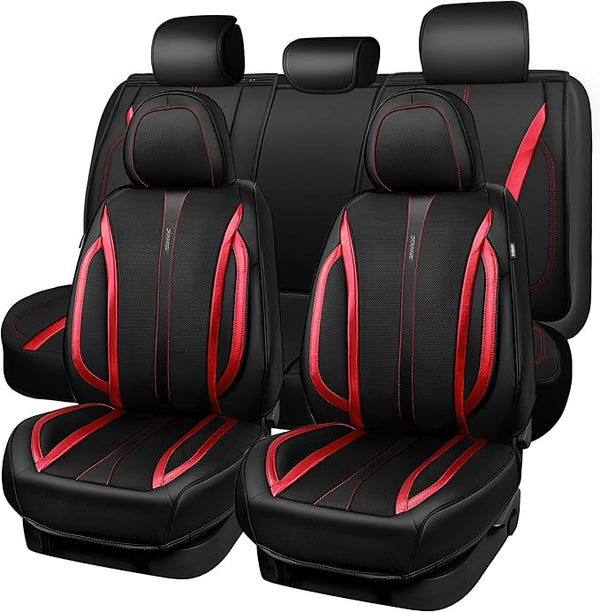 Universal Seat Covers — Full Set — Black / Red