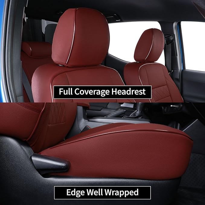 Faux Leather Seat Covers for Toyota Tacoma — Full Set — Burgundy