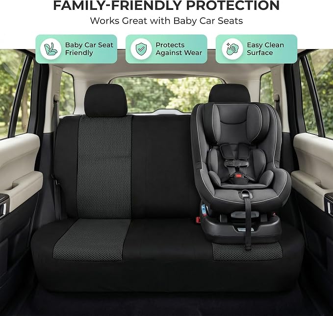 Universal Fabric Seat Covers — Front Seat — Black