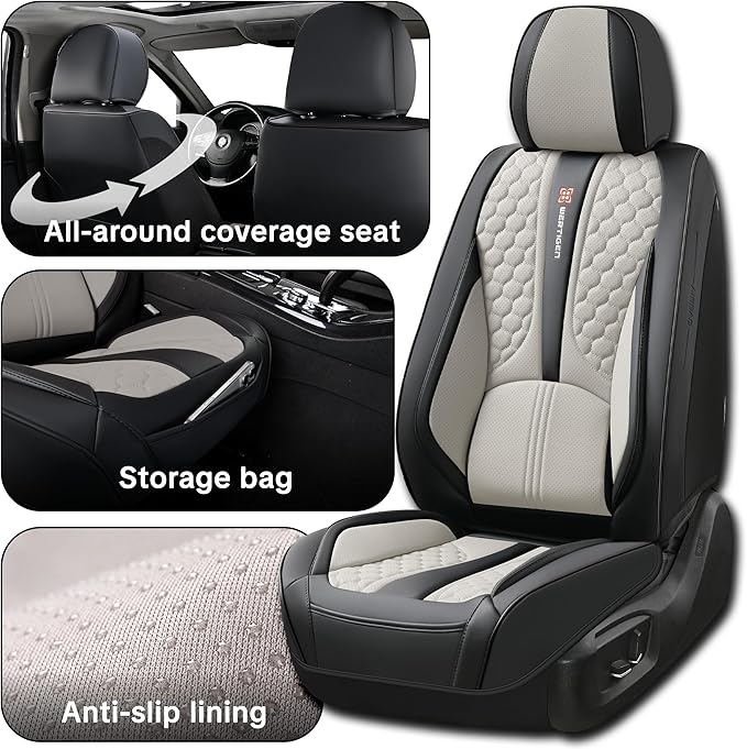 Faux Leather Car Seat Covers — Black / Gray
