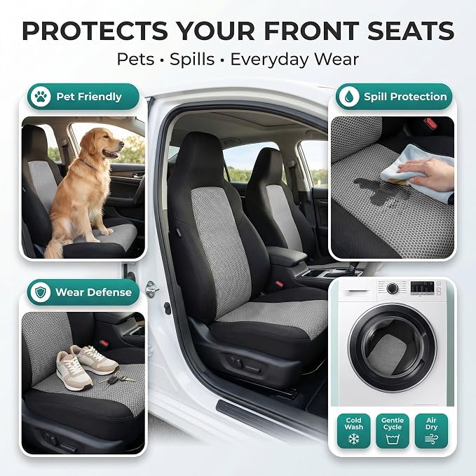 Universal Fabric Seat Covers — Front Seat — Gray