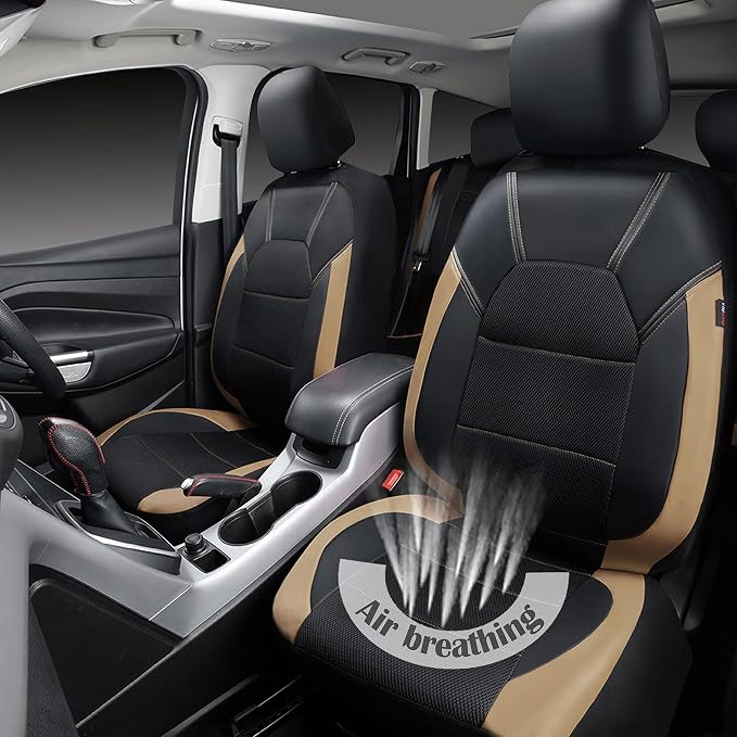 Universal Seat Covers — Full Set — Black / Beige
