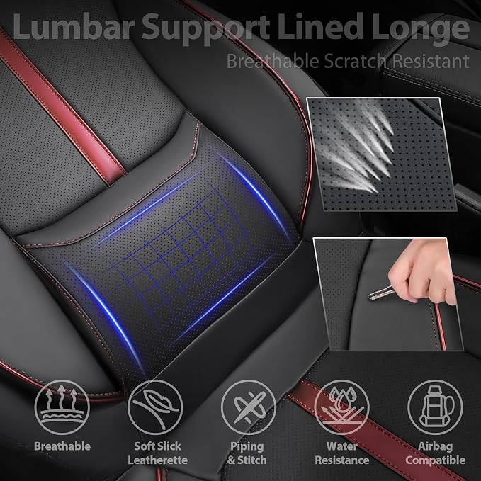 Universal Faux Leather Seat Covers — Front Seat — Black / Red