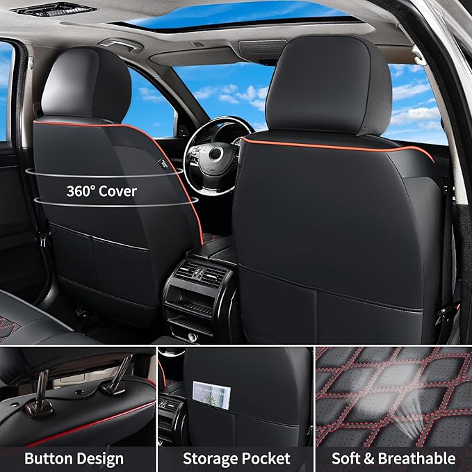 Seat Covers for Toyota Tacoma — Front Seat — Black / Red